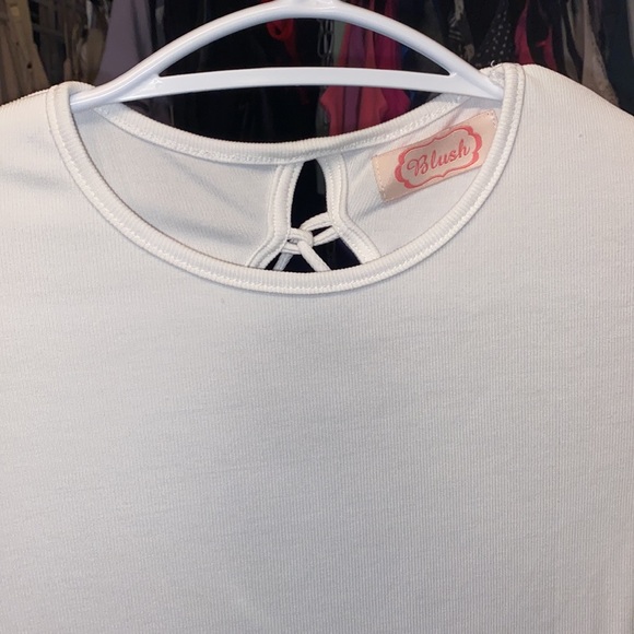 Perfect shape soild white BLUSH body suit snap button open  lace up back sz MED - Picture 4 of 9